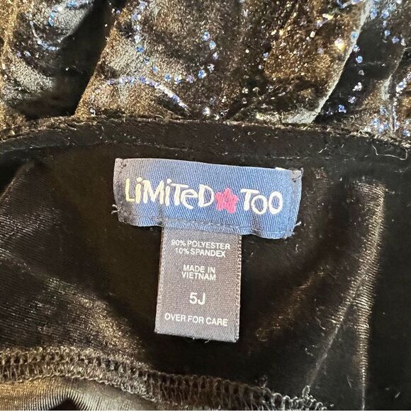 Limited Too Prom Black/Blue Metallic Velvet Maxi Asymmetrical Dress size 5J - Picture 6 of 7